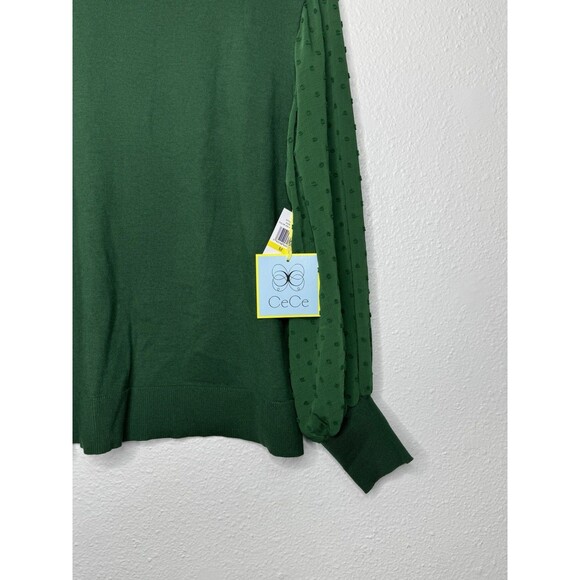 NEW CeCe Women's Crewneck Bobble Detail Long Sleeve Sweater Green NWT Size M - Picture 8 of 14